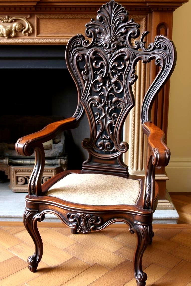 Antique Carved Chair - 24 Chairs in Front of Fireplace Ideas
