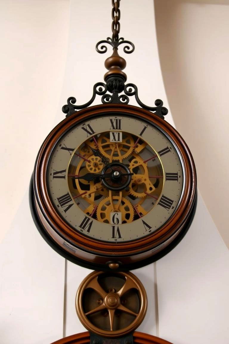 Antique Clock Centerpiece - 24 Steampunk Bedroom Ideas