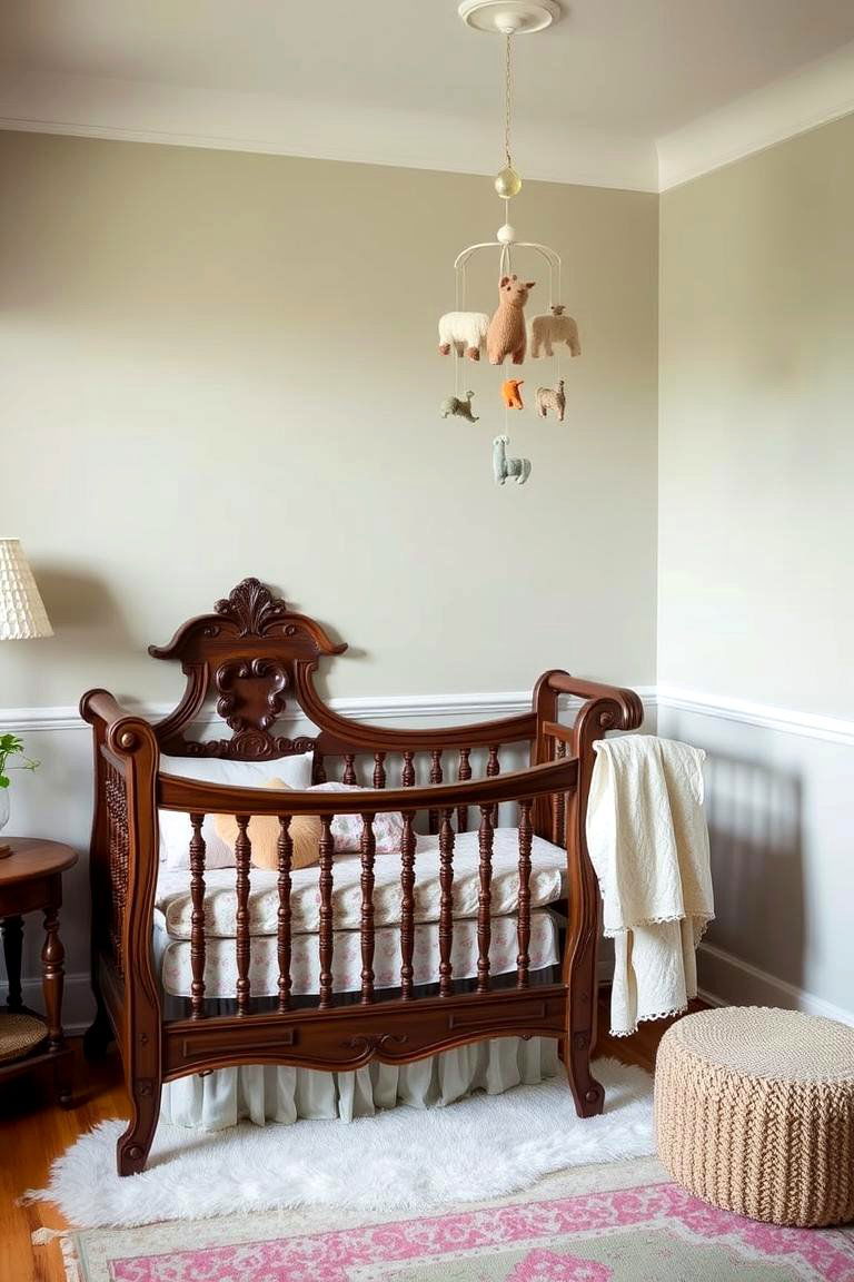 Antique Crib with Modern Safety Standards - 24 Vintage Nursery Ideas