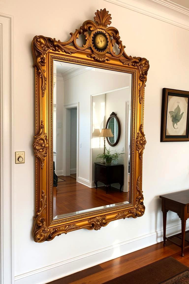 Antique Gold Framed Mirror - 24 Entryway Mirror Ideas