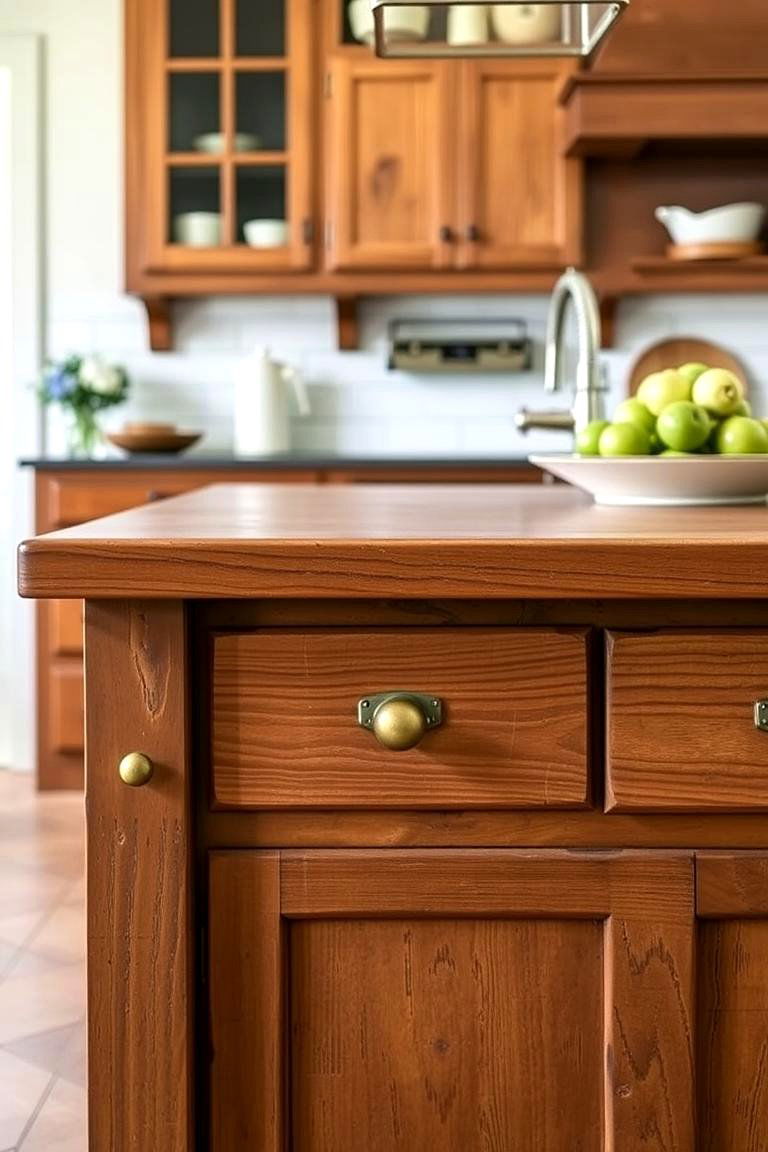 Antique Hardware Details - 24 Rustic Kitchen Island Ideas