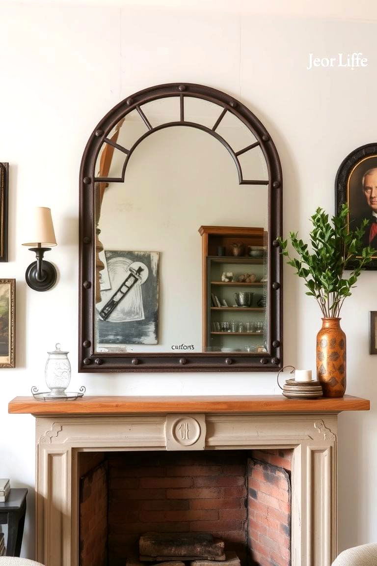 Antique Industrial Mirror - 24 Mirror Over Fireplace Ideas