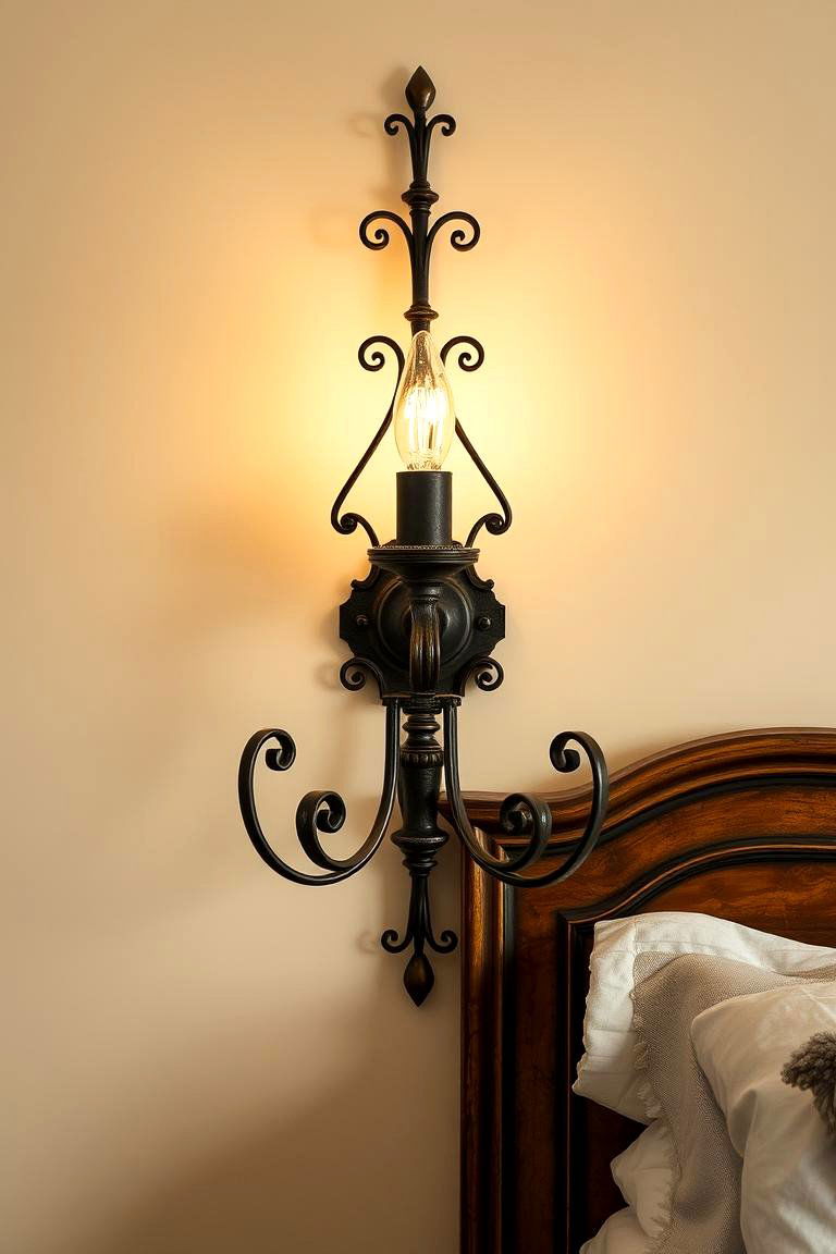 Antique Iron Sconce - 24 Bedroom Wall Sconce Ideas