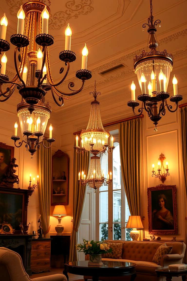Antique Lighting Fixtures - 24 Parisian-style Living Room Ideas