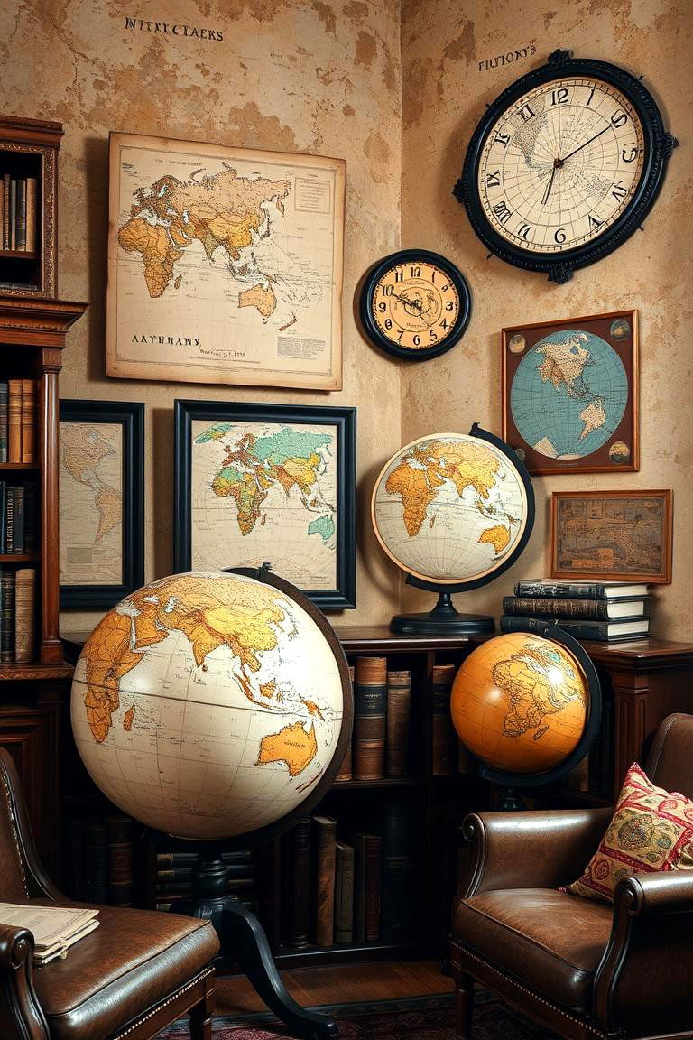 Antique Maps and Globes as Decor - 24 Steampunk Interior Design Ideas
