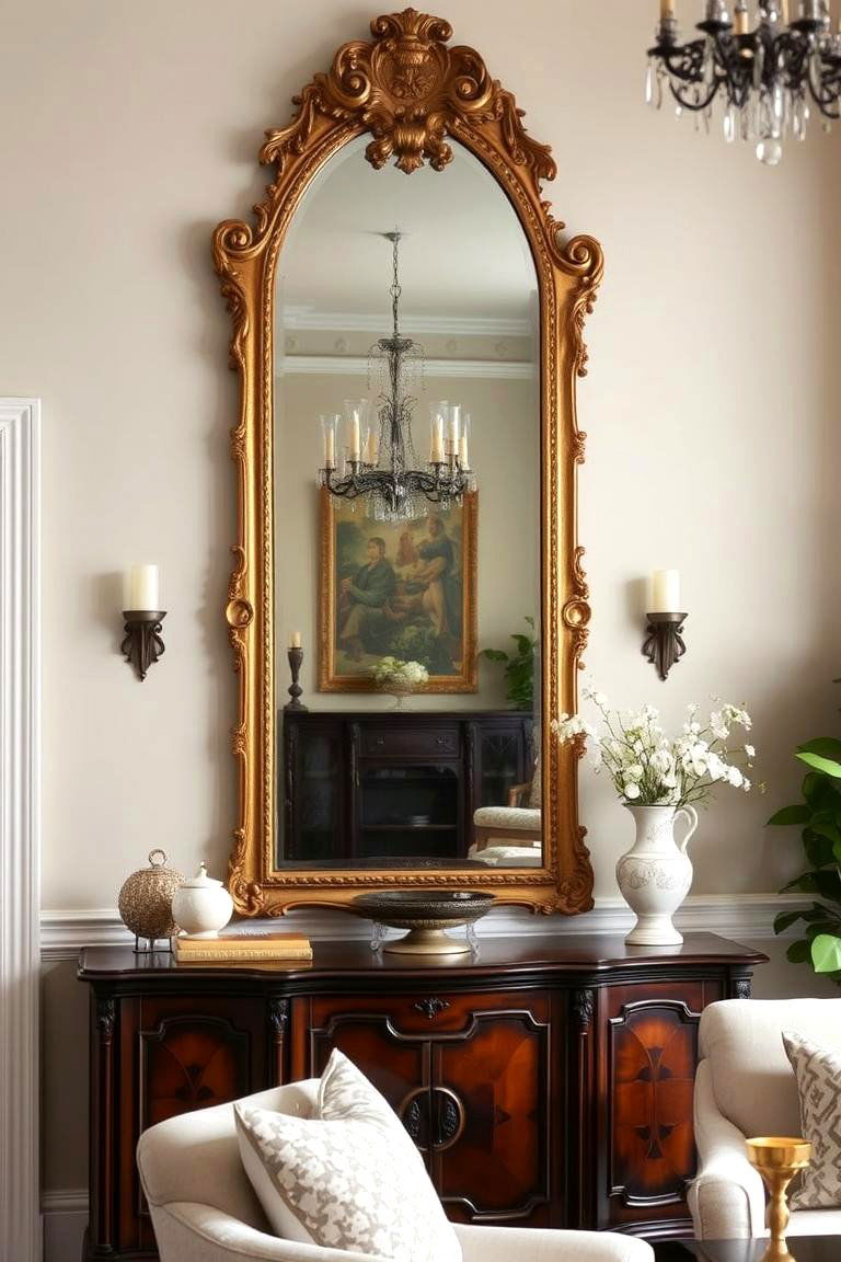 Antique Mirror Charm - 24 Living Room Mirror Ideas