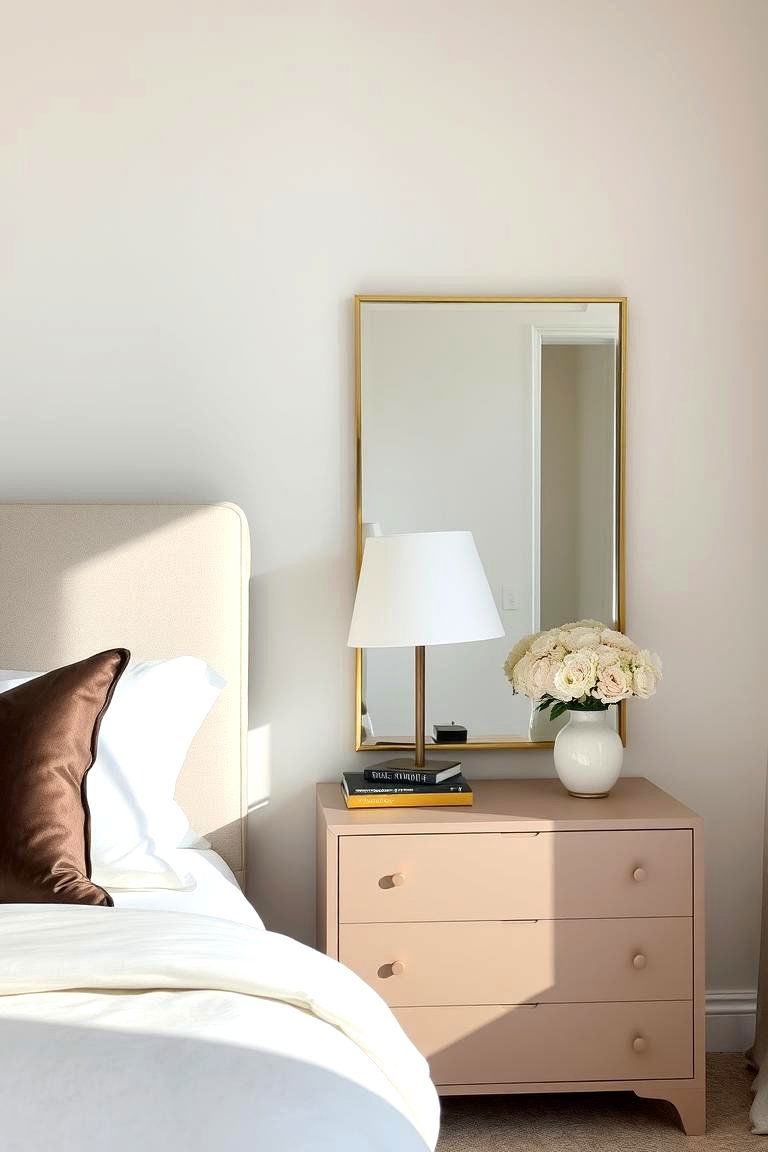 Antique Mirror with Modern Nightstand - 24 Mirror Behind Nightstand Design Ideas