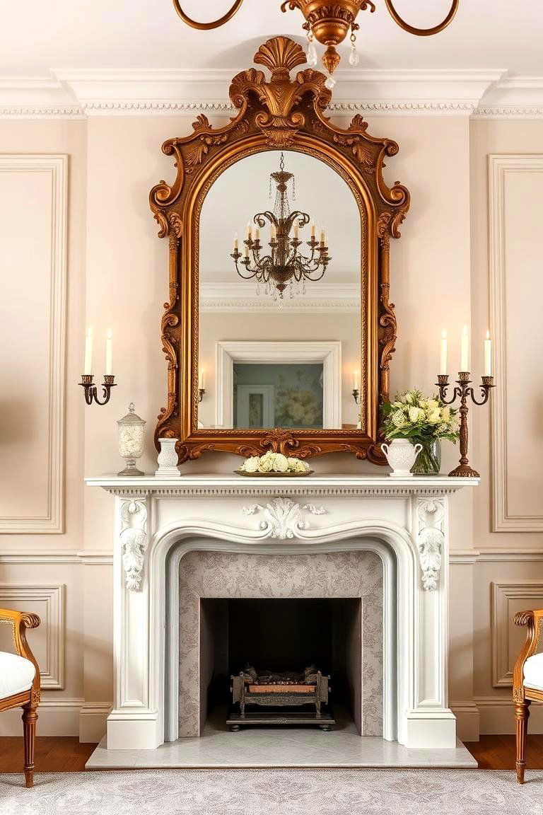 Antique Mirrors as Decor - 24 Shabby-chic Style Living Room Ideas