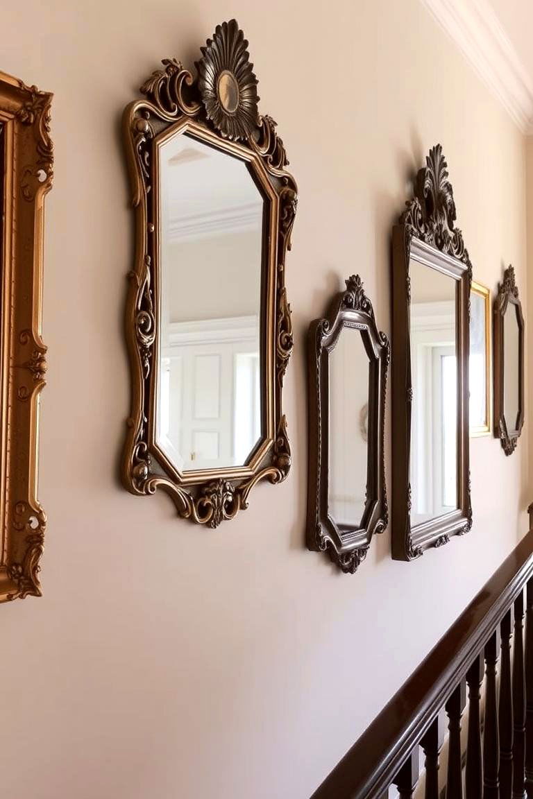Antique Mirrors for a Vintage Appeal - 24 Staircase Wall Ideas