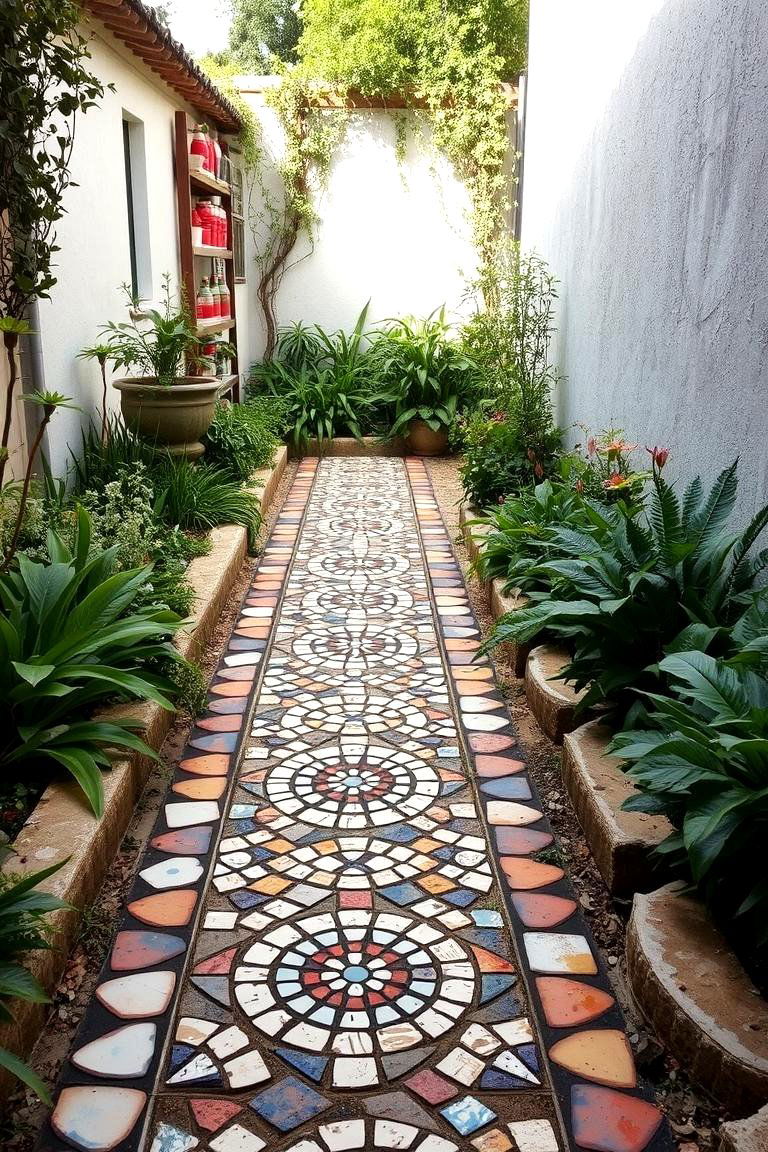 Antique Mosaic Garden Accent - 24 Vintage Garden Ideas