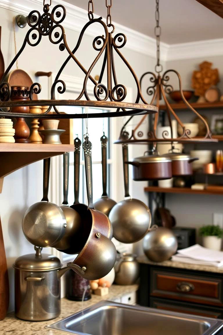 Antique Pot Racks - 24 Vintage Kitchen Ideas