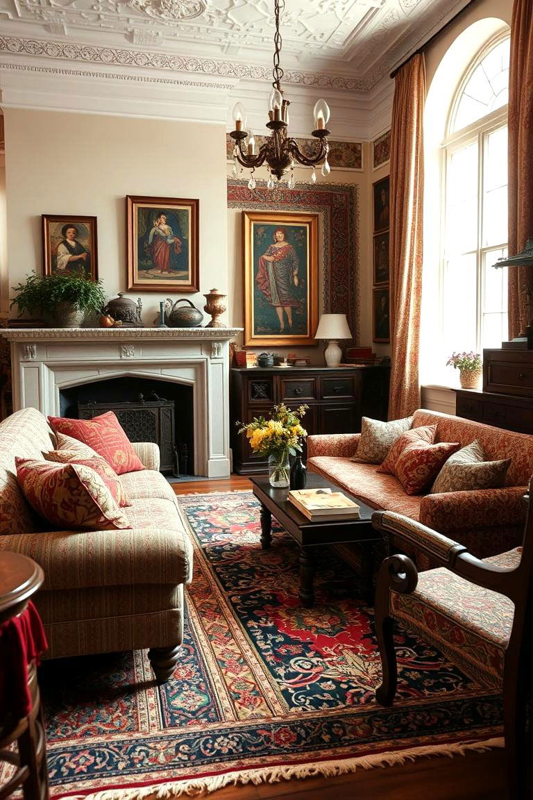 Antique Rug and Patterned Textiles - 24 Tuscan Living Room Ideas