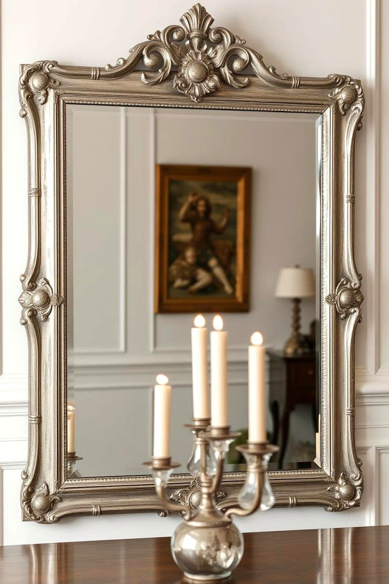 Antique Silver Mirror - 24 Dining Room Mirror Ideas