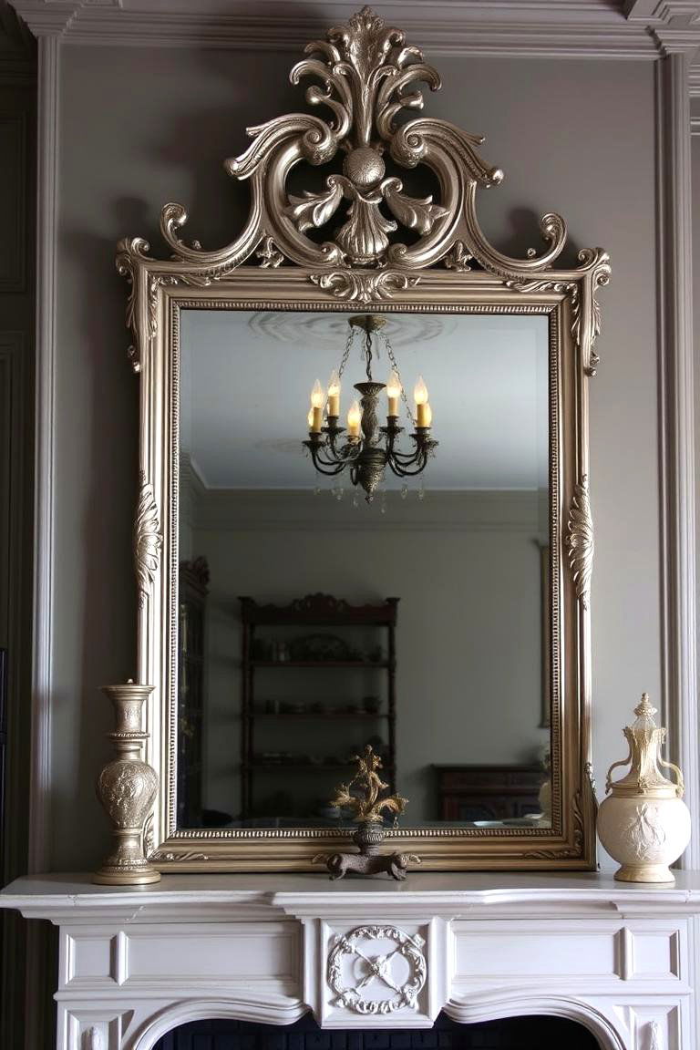 Antique Silvered Mirror - 24 Mirror Over Fireplace Ideas