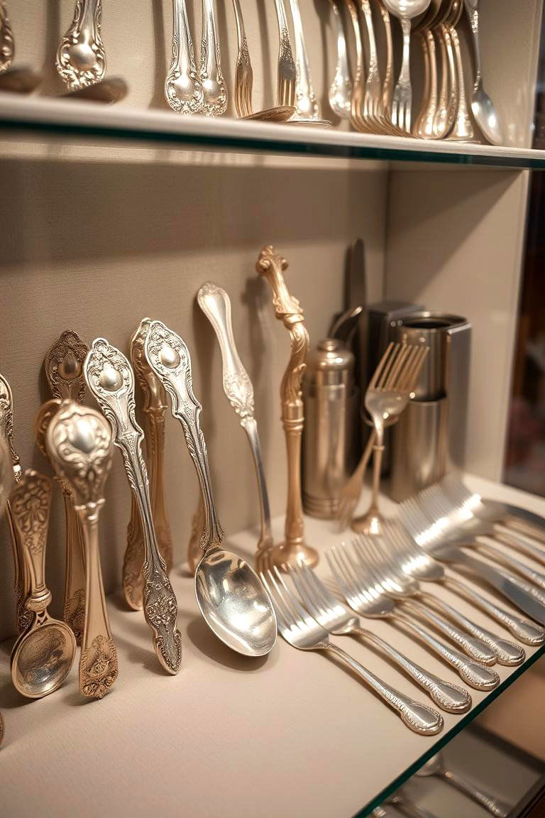 Antique Silverware on Display - 24 Vintage Decor Ideas