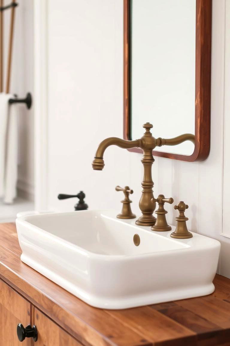Antique Style Faucets - 24 Modern Farmhouse Bathroom Ideas