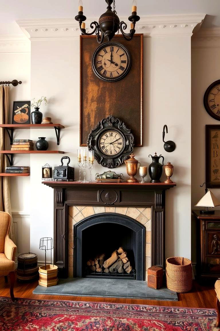 Antique Style Floating Shelves - 24 Fireplace Floating Shelves Design Ideas