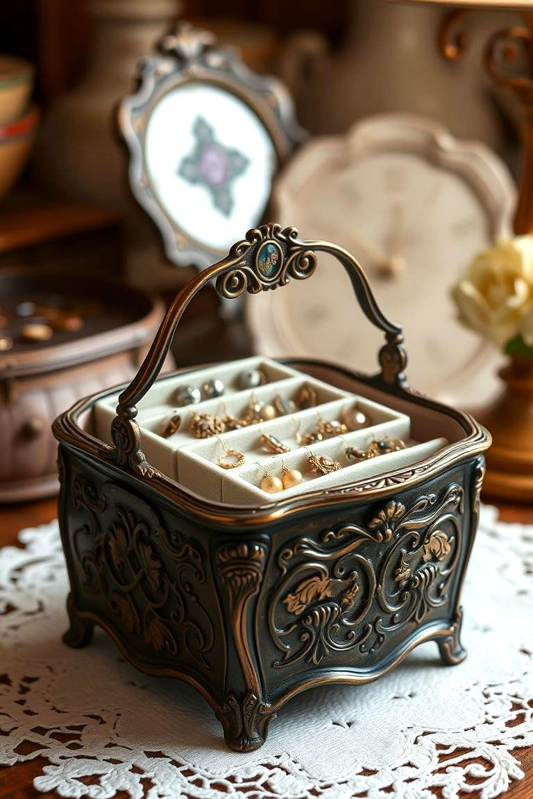 Antique Tea Caddy Storage - 24 Earring Storage Ideas