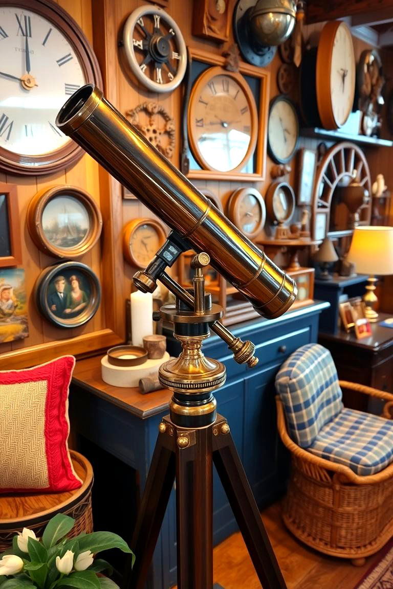 Antique Telescope Display - 24 Pirate-themed Bedroom Ideas