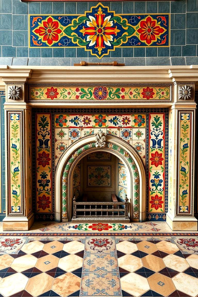 Antique Tile Inlay - 24 Traditional Fireplaces