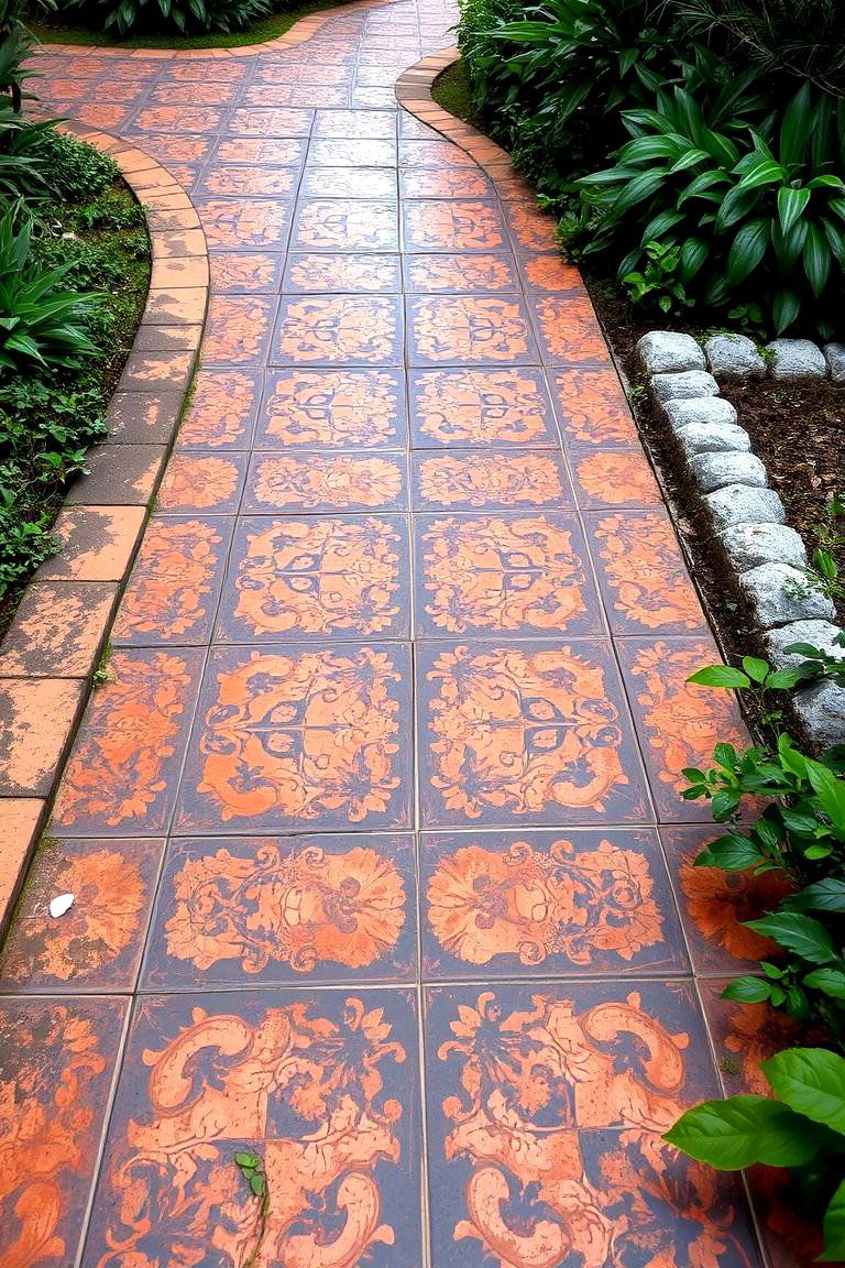 Antique Tile Walkway - 24 Farmhouse Walkway Ideas