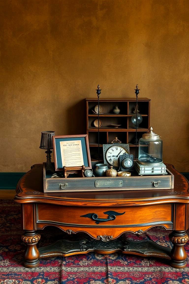 Antique Trinket Display - 24 Coffee Table Centerpiece Ideas