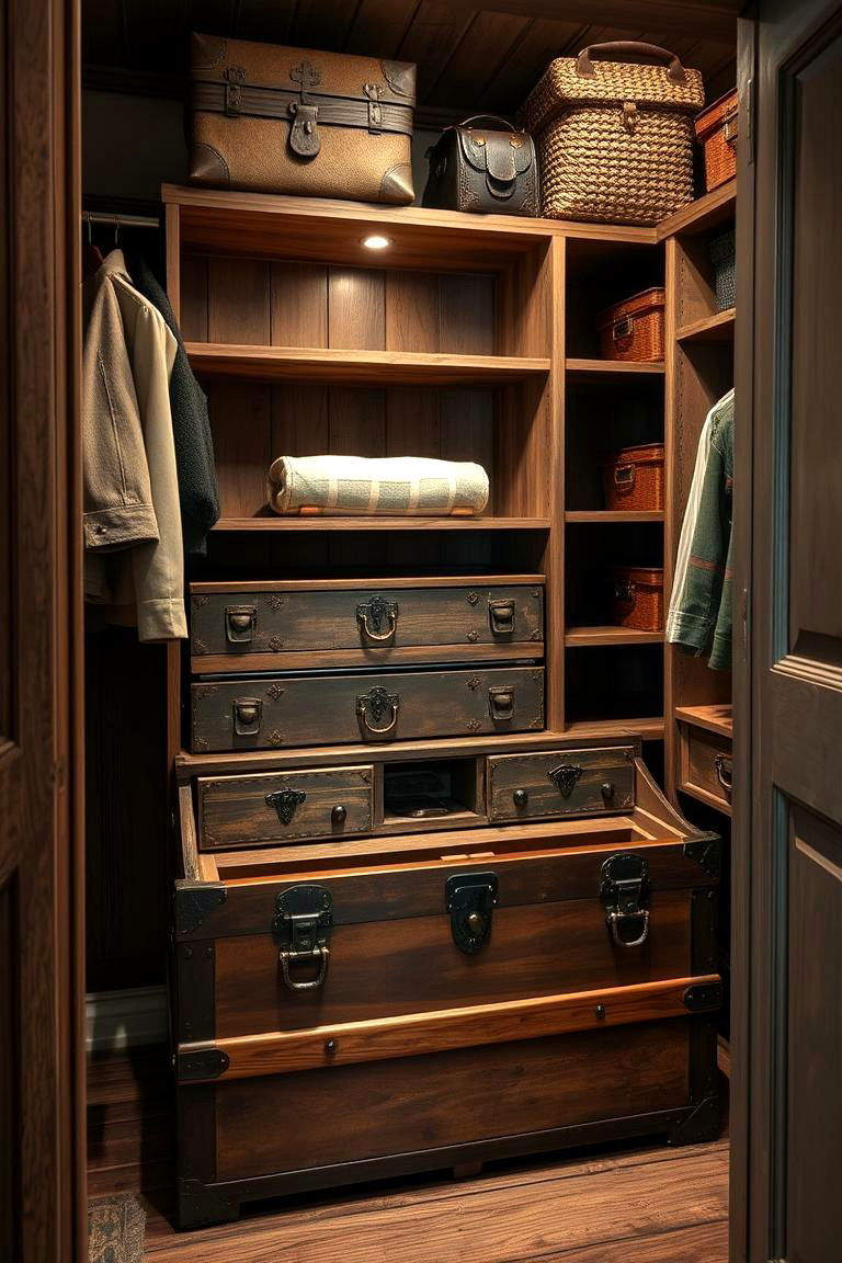 Antique Trunk Storage Solutions - 24 Rustic Closet Ideas