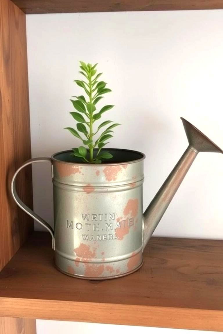 Antique Water Can Planter - 24 Rustic Bathroom Ideas