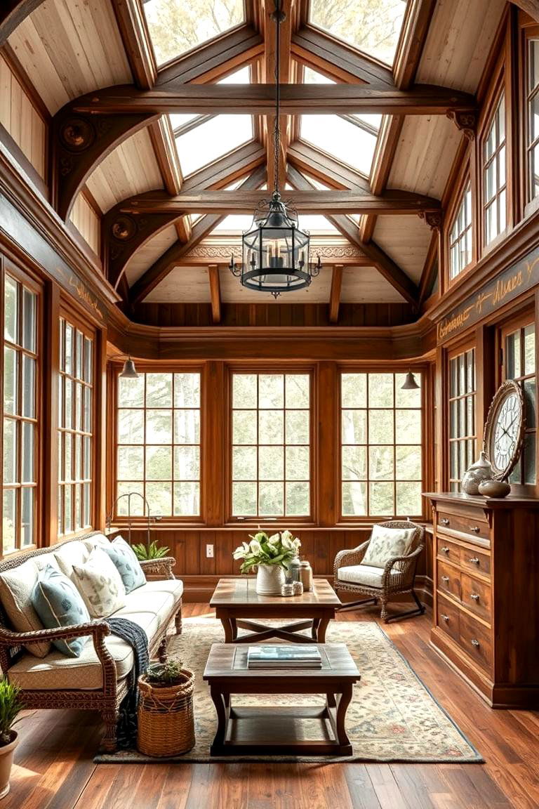 Antique Wooden Beam Sunroom - 24 Victorian Sunroom Ideas