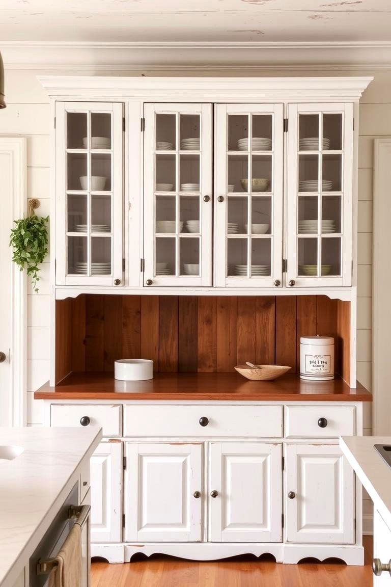 Antique or Repurposed Furniture Pieces - 24 Rustic White Kitchen Ideas