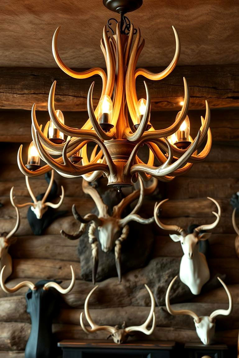 Antler Accent Pieces - 24 Hunting Man Cave Ideas