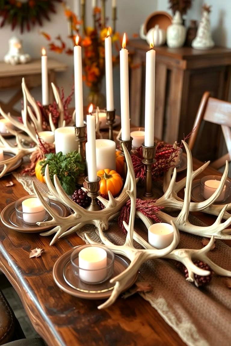 Antler Inspired Table Accents - 24 Fall Table Decor Ideas