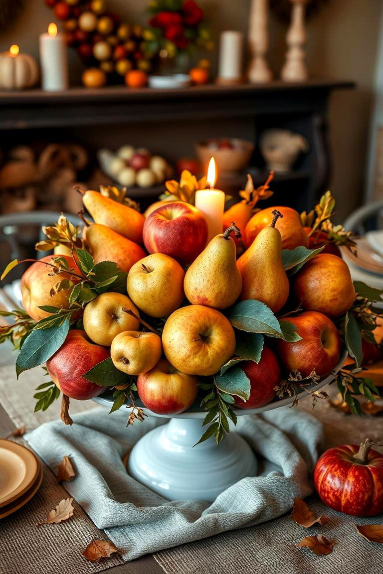 Apple and Pear Centerpiece - 24 Fall Table Decor Ideas