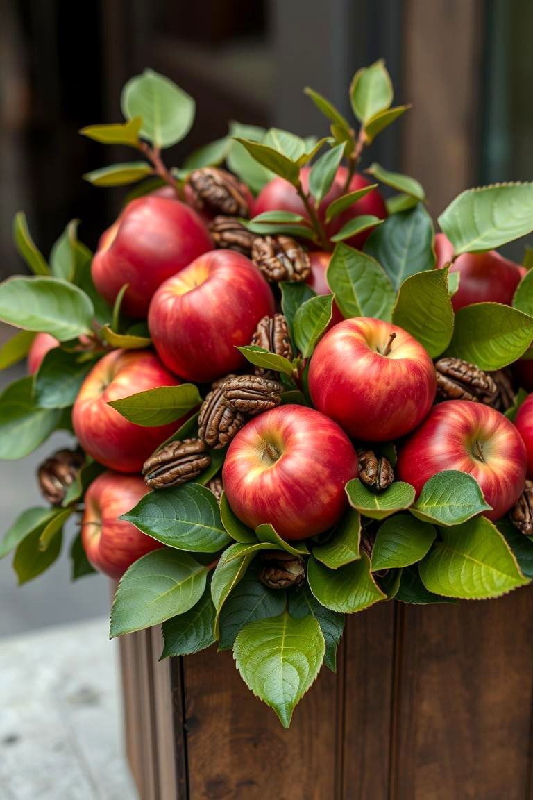 Apple and Pecan Planter - 24 Fall Planter Ideas