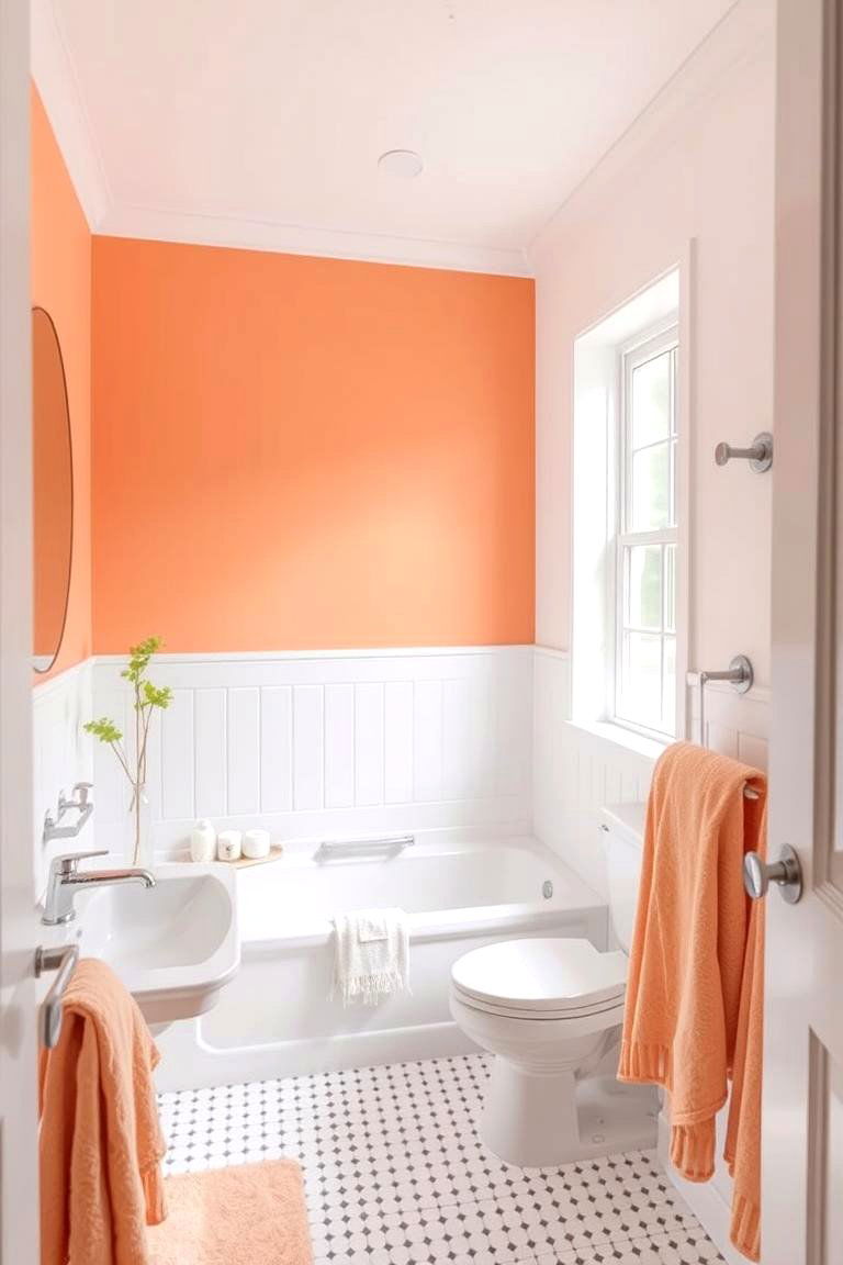 Apricot and White Bathroom - 24 Pastel Room Ideas