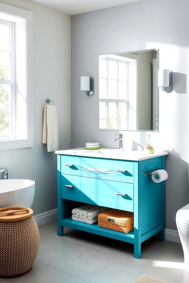 Aqua Contemporary Vanity - 24 Blue Bathroom Vanity Ideas