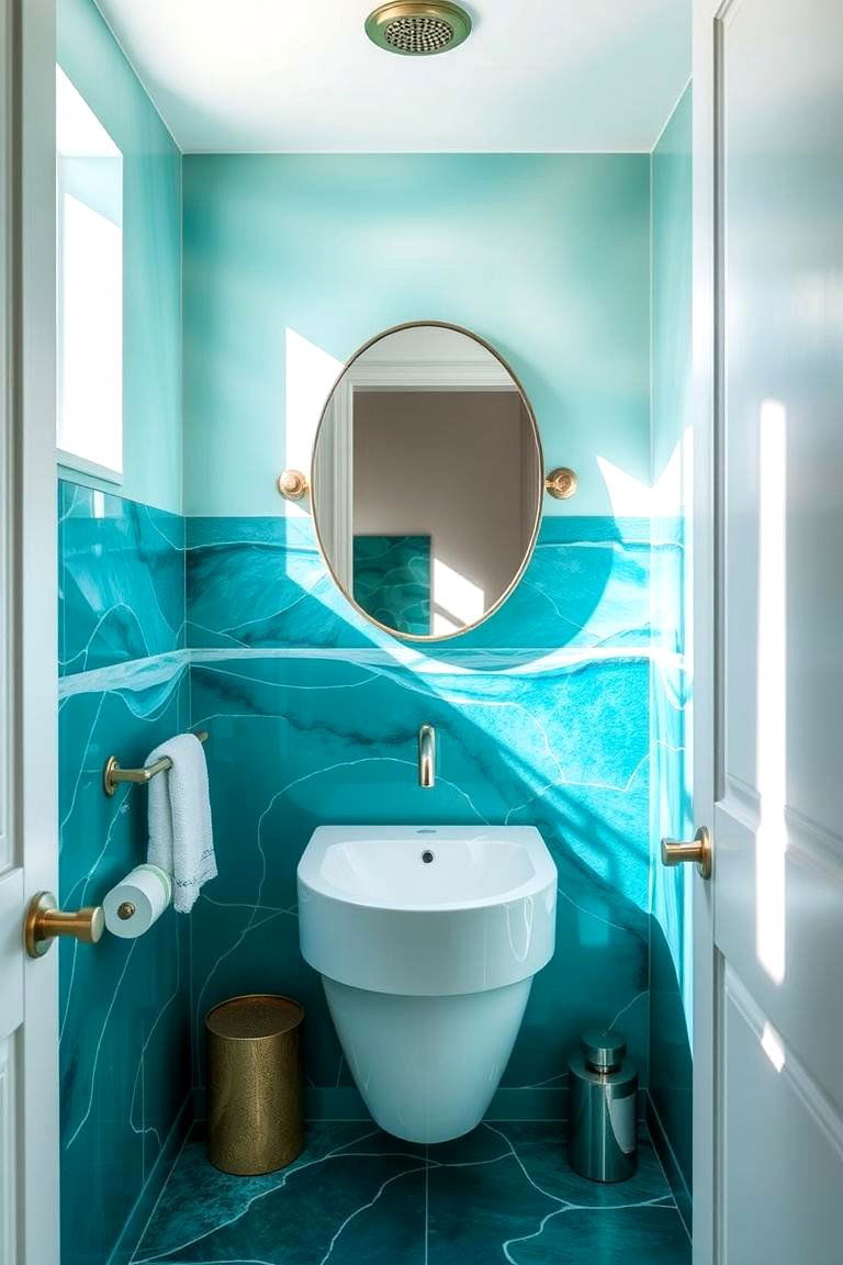 Aqua Oasis Ambiance - 24 blue powder room ideas