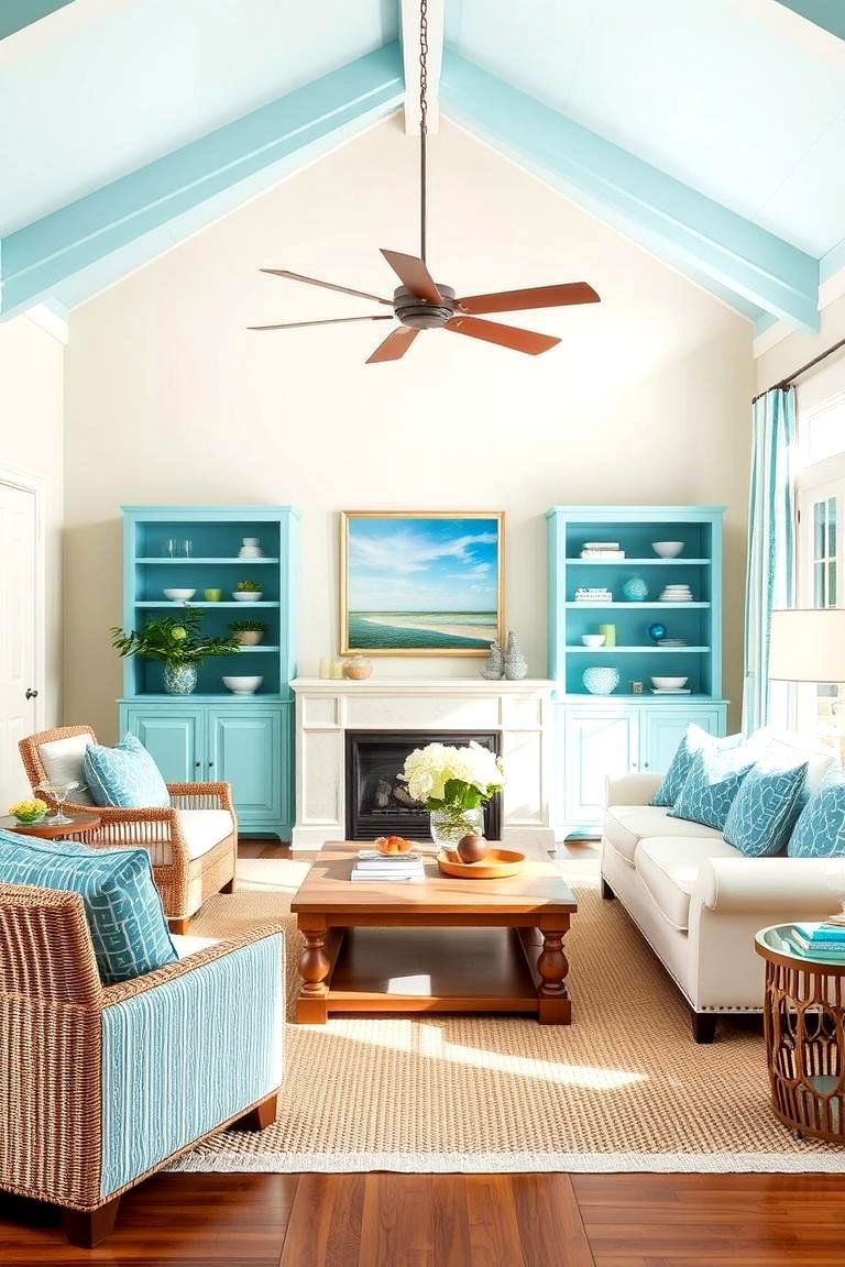Aqua and Sand Coastal Vibes - 24 Two Colour Combination for Living Room