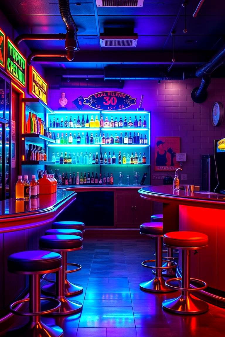 Arcade Themed Bar Area - 24 Arcade Room Ideas