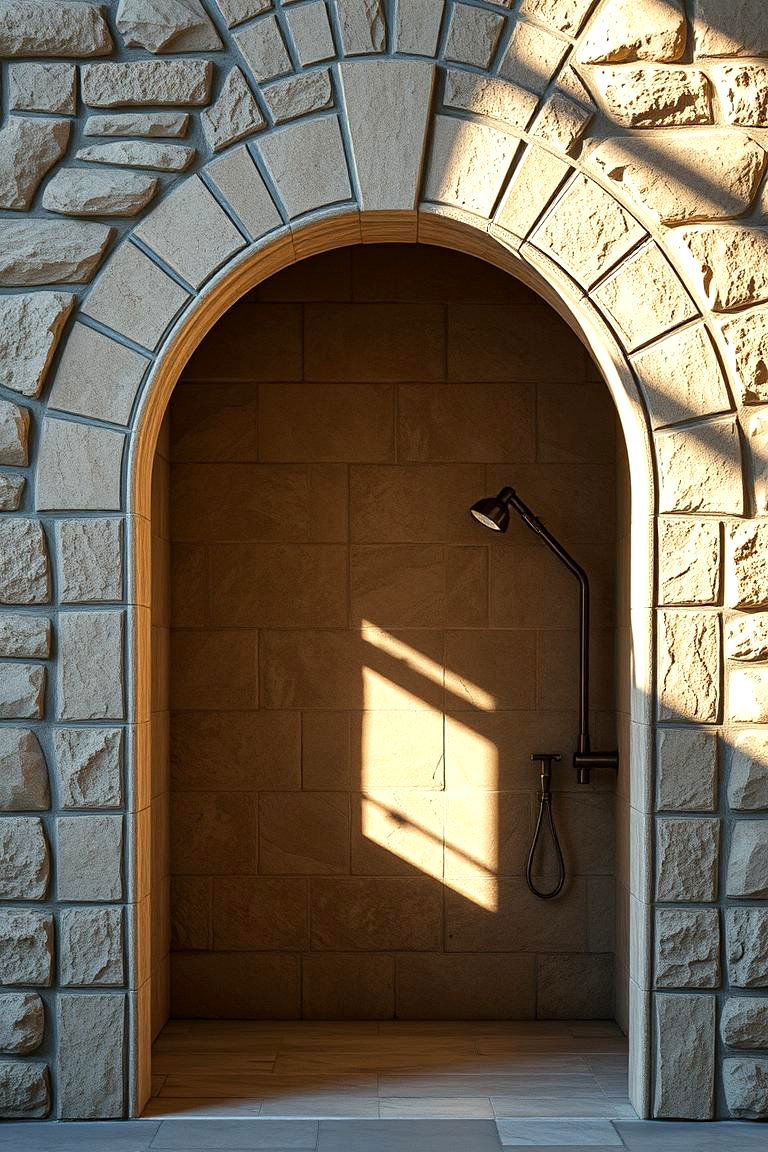 Arched Stone Entryway - 24 Stone Shower Design Ideas