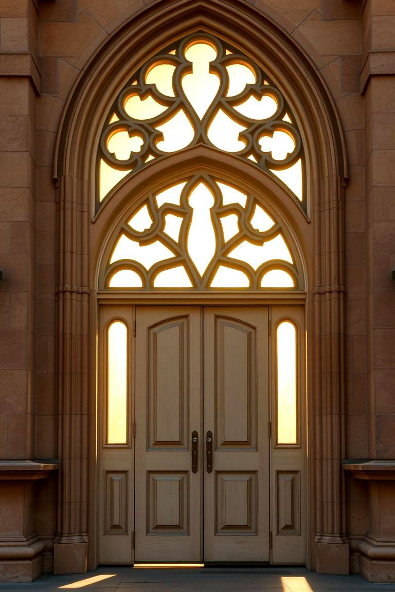 Arched Transom Door with Decorative Gables - 24 Gothic Front Door Ideas