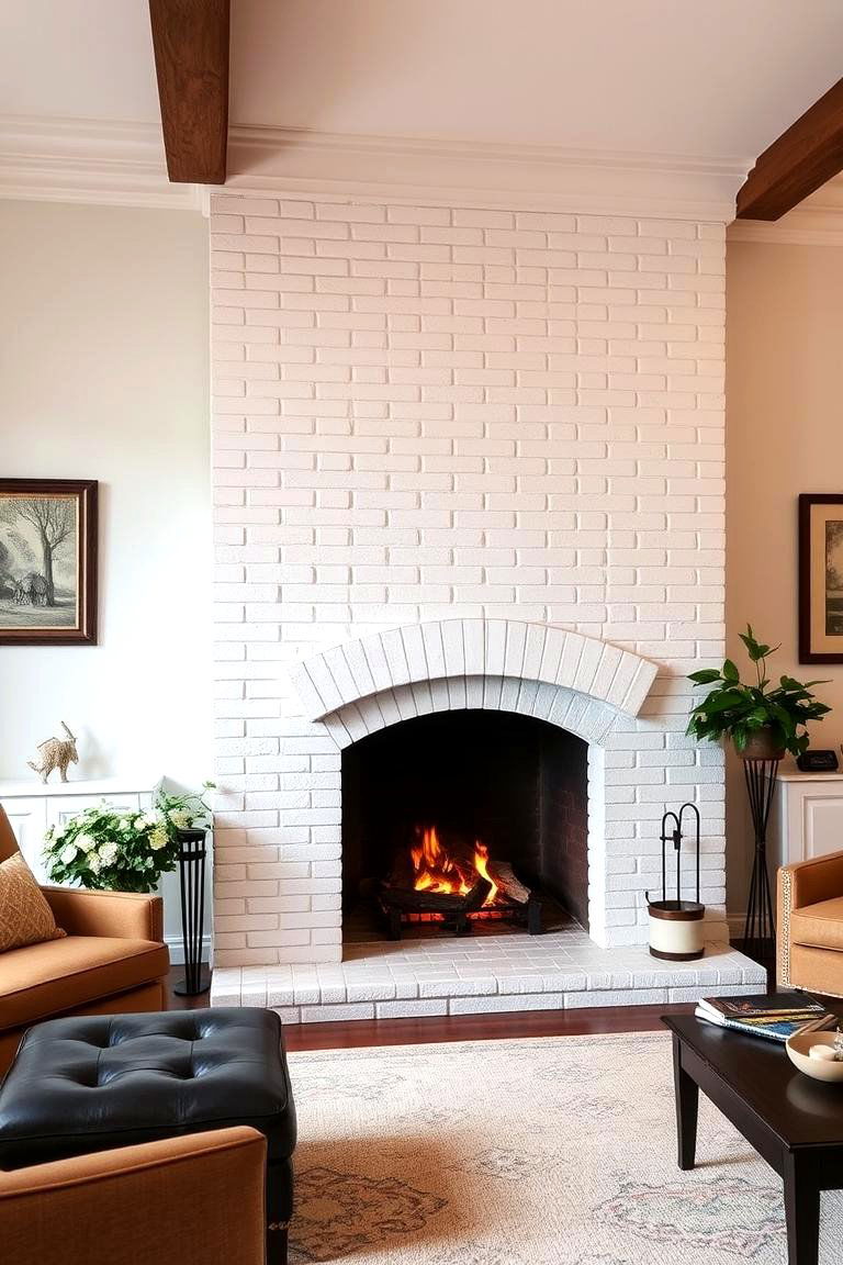 Arched White Brick Fireplace - 24 White Brick Fireplace Ideas
