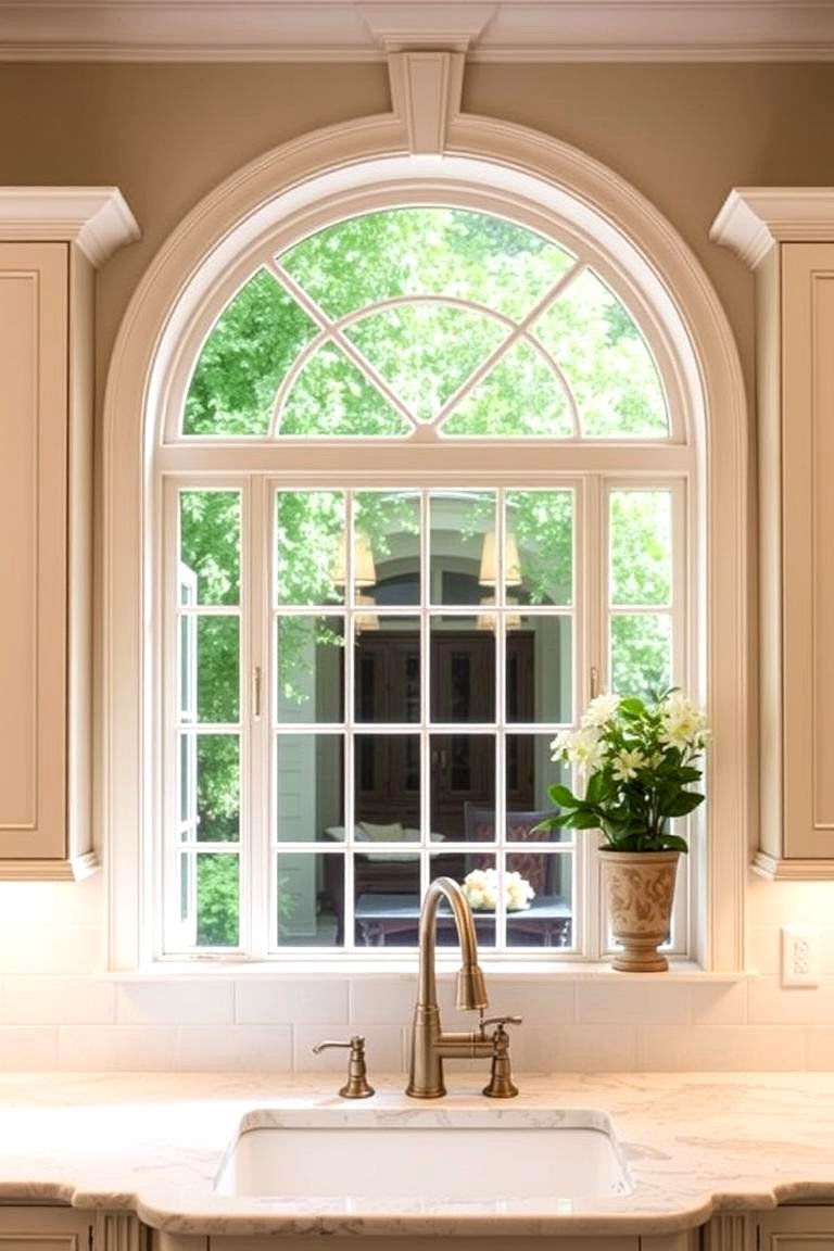 Arched Window Elegance - 24 Kitchen Window Ideas Over Sink