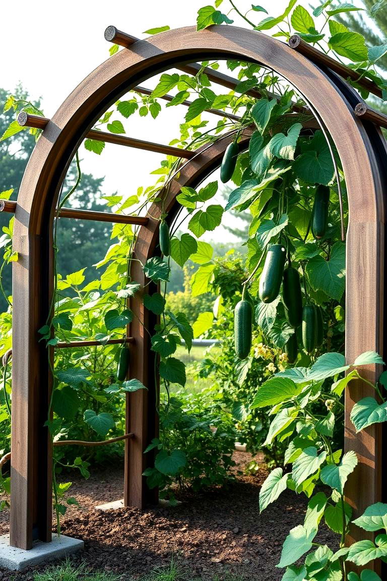 Arching Curved Trellis for Cucumbers - 24 Cucumber Trellis Ideas