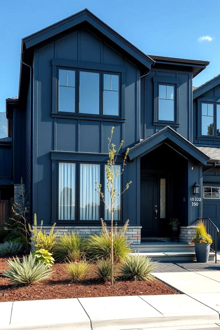 Architectural Accents and Highlights - 24 Dark Blue House With Black Trim