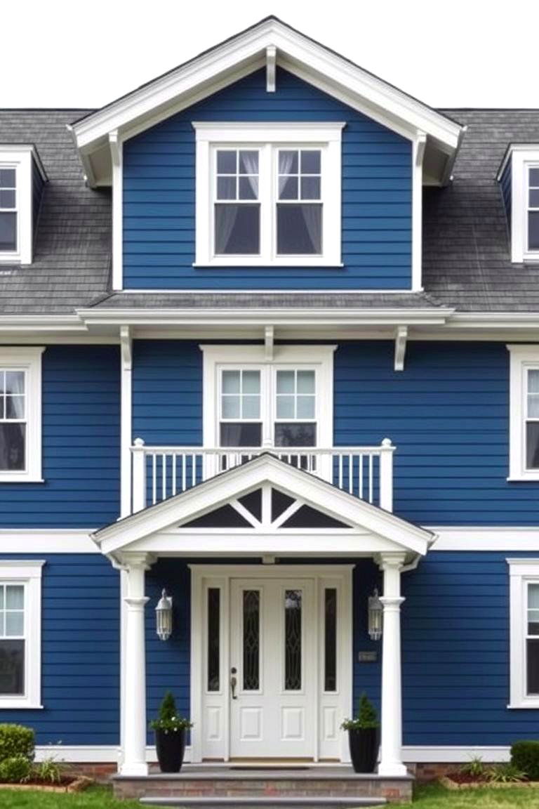 Architectural Balance and Harmony - 24 Blue House Siding With White Trim
