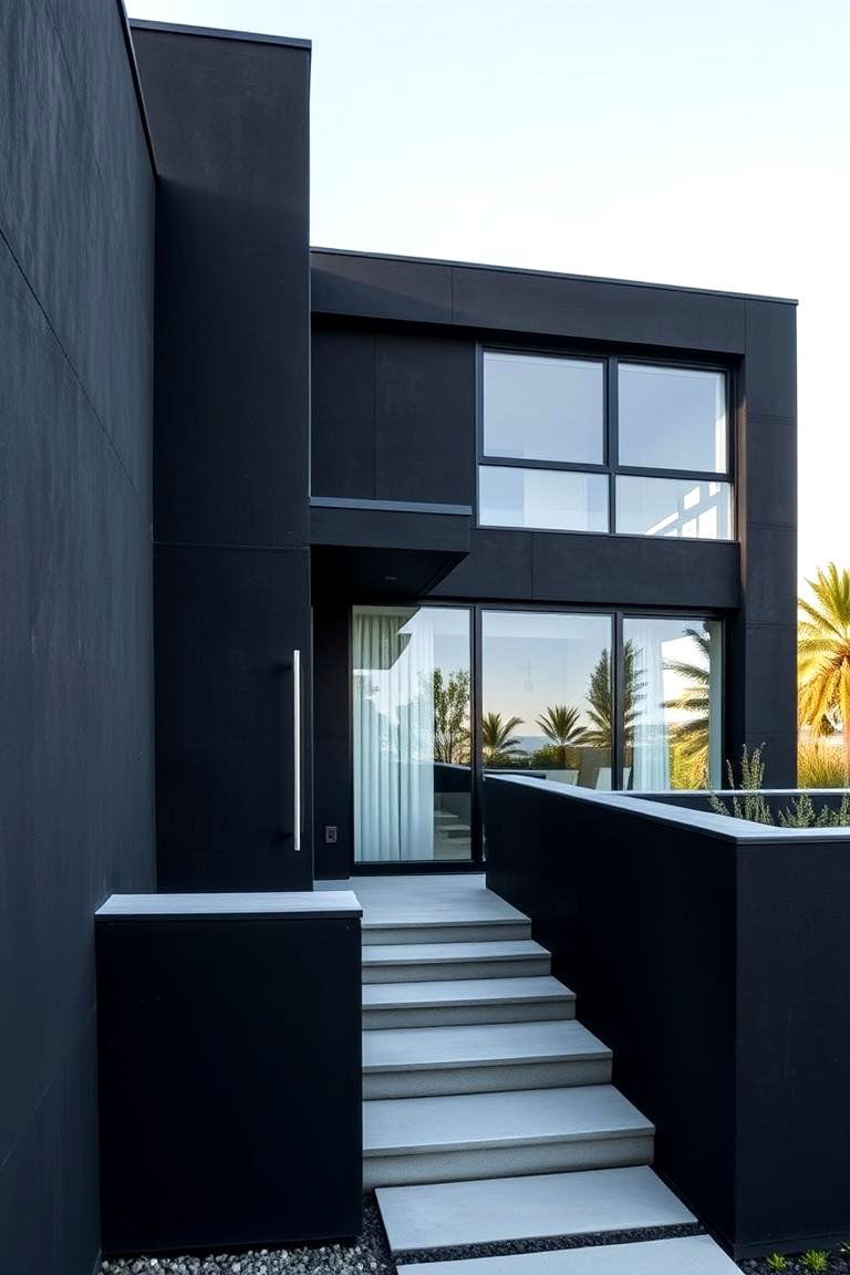 Architectural Brilliance in Black - 24 Black Stucco House Ideas