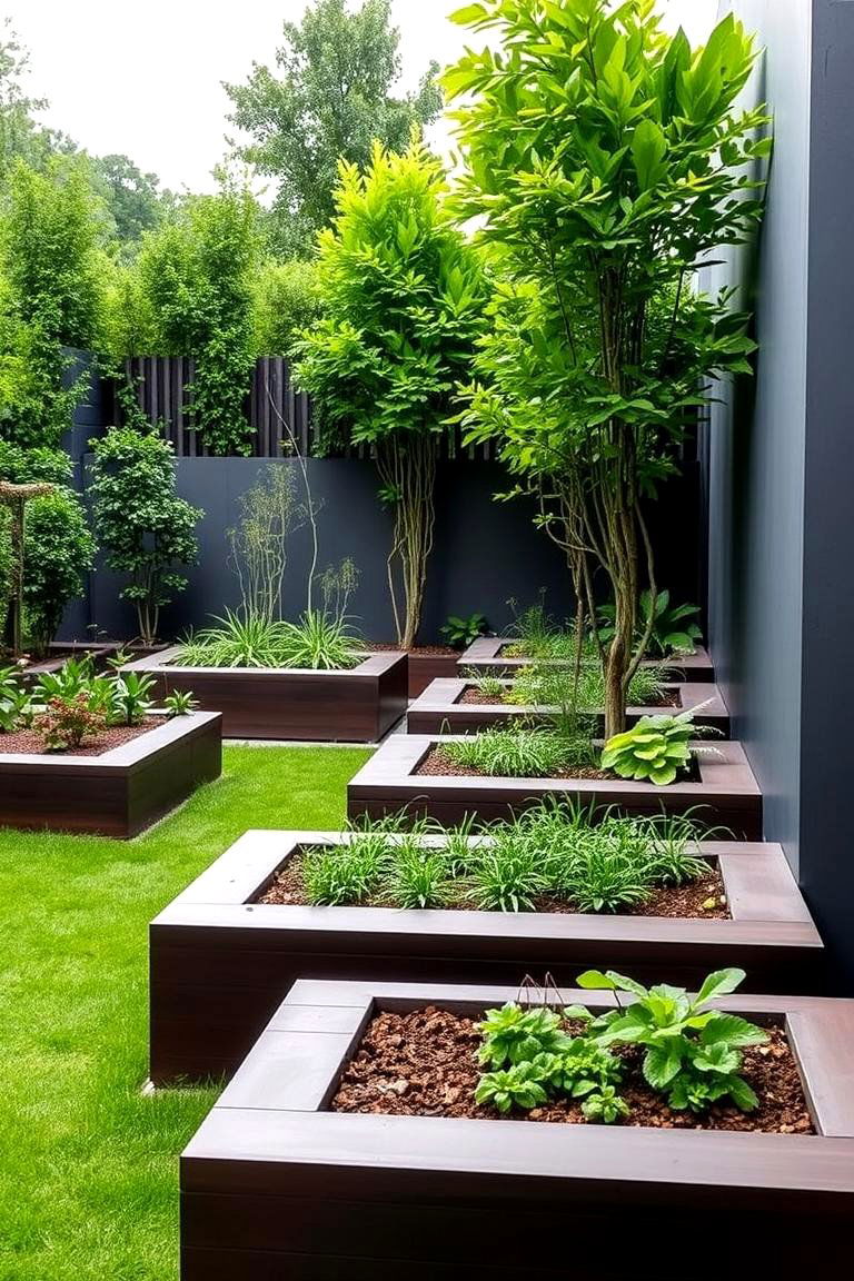 Architectural Edge Garden - 24 Raised Garden Bed Along Fence Ideas
