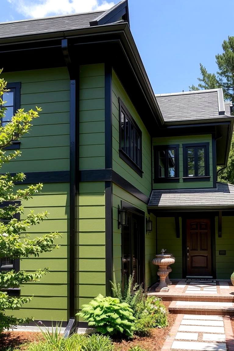 Architectural Harmony - 24 Green House Exterior With Black Trim