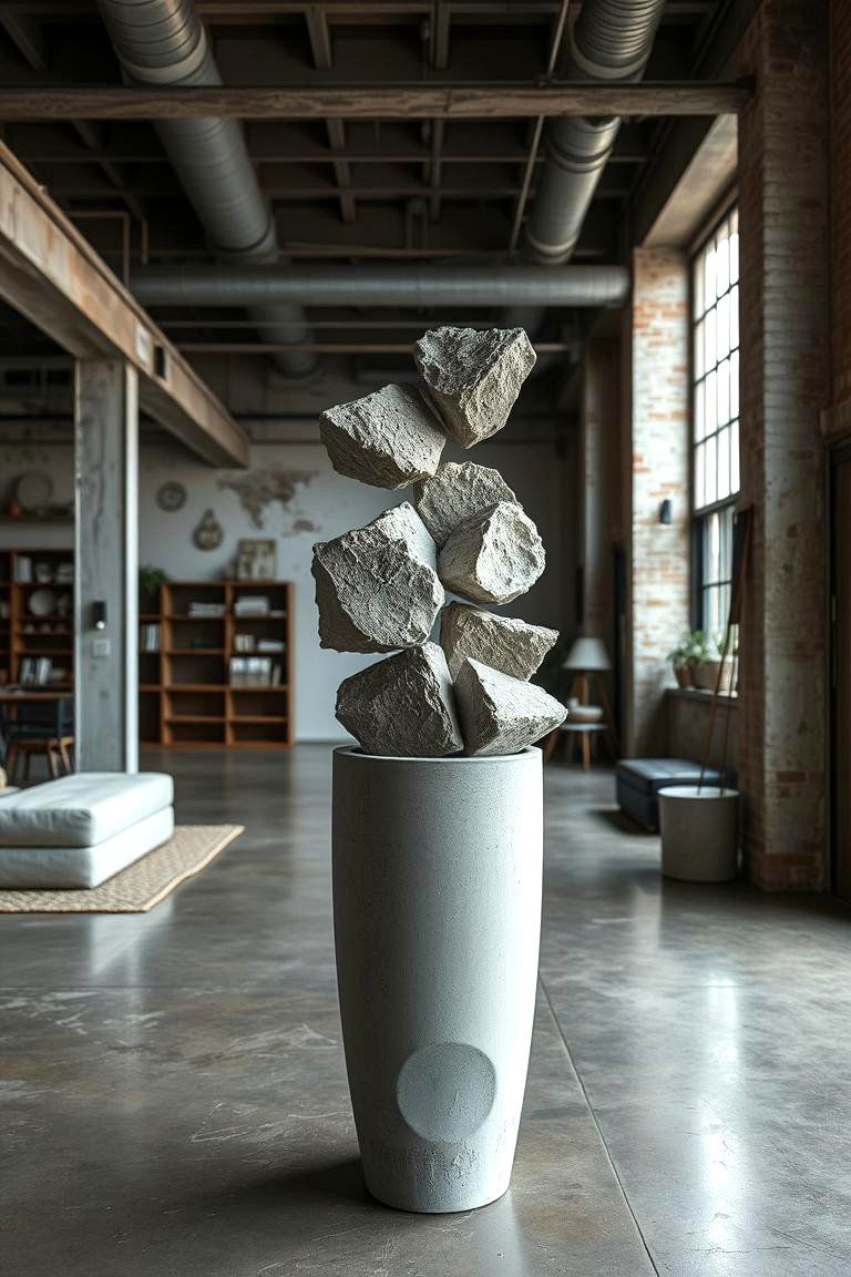 Architectural Interest with Concrete Fragments - 24 Large Floor Vase Decoration Ideas